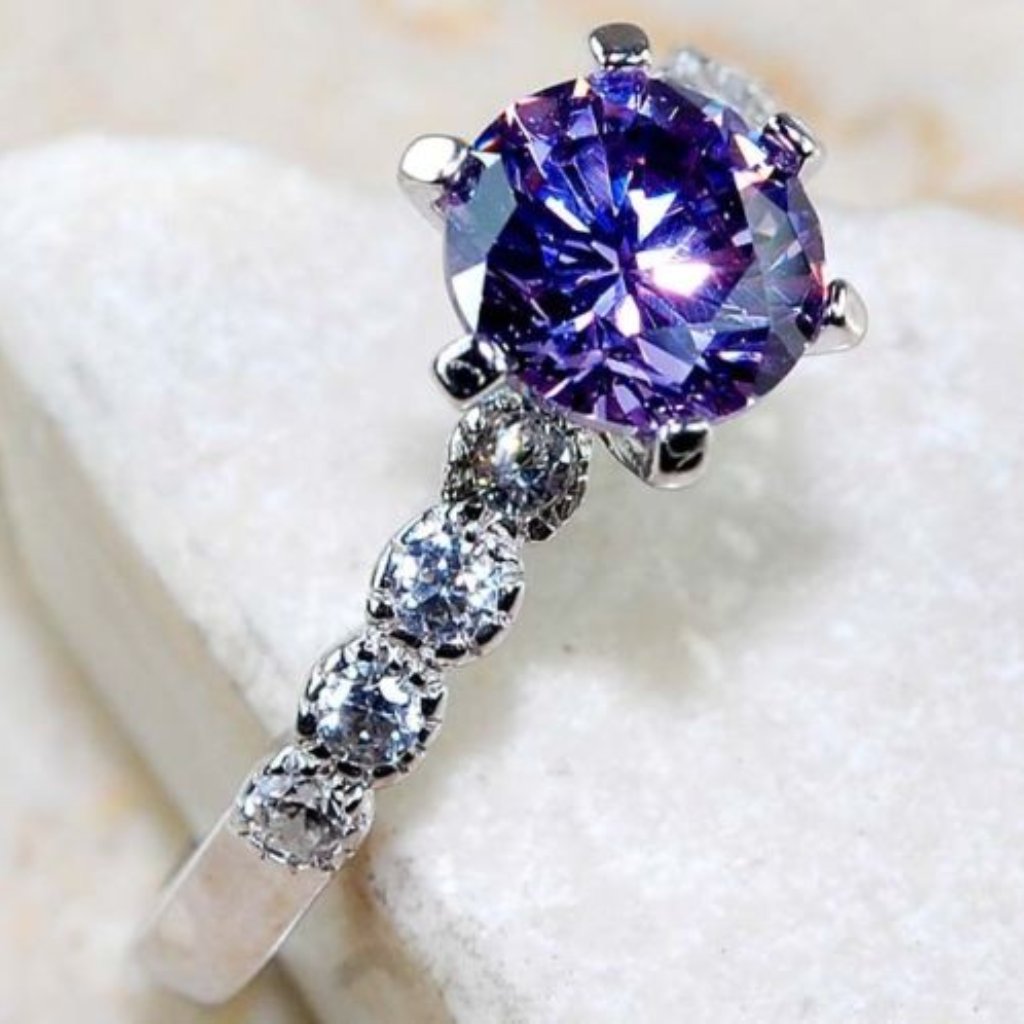 New Womens Amethyst Ring 14kt  925 Silver Sz 6